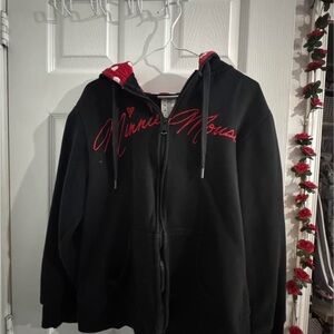 Black Minnie Mouse Hoodie with Red Accents